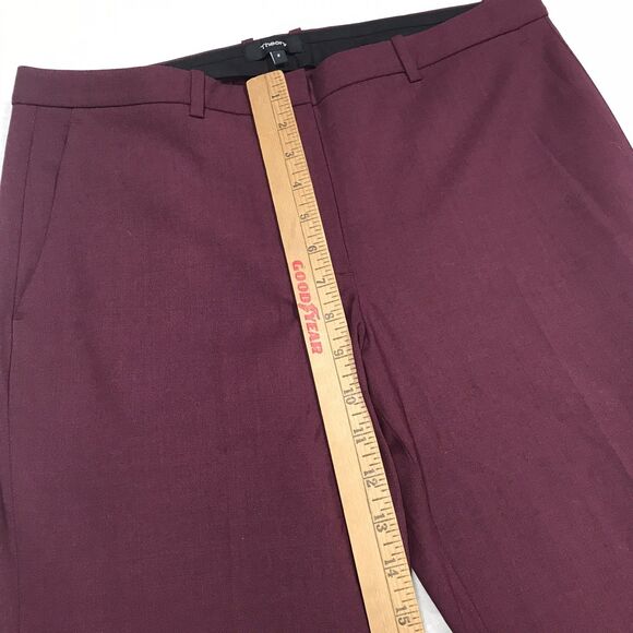 THEORY Demitria 2 Pant Women 8 (32x36) Burgundy Wide Leg Flare Wool Trouser - Picture 7 of 12